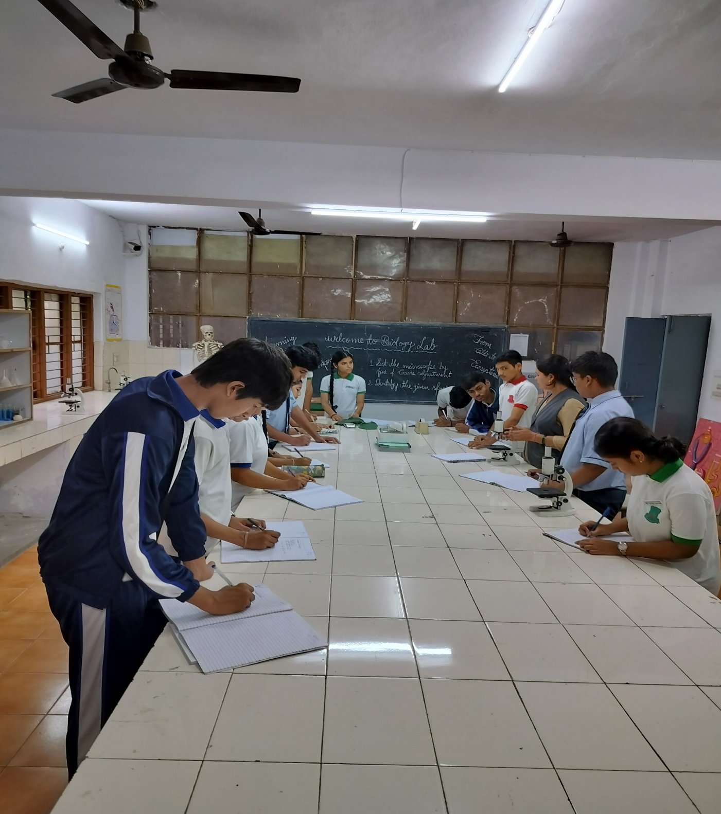 RGHSS students carrying out practical work in the biology laboratory